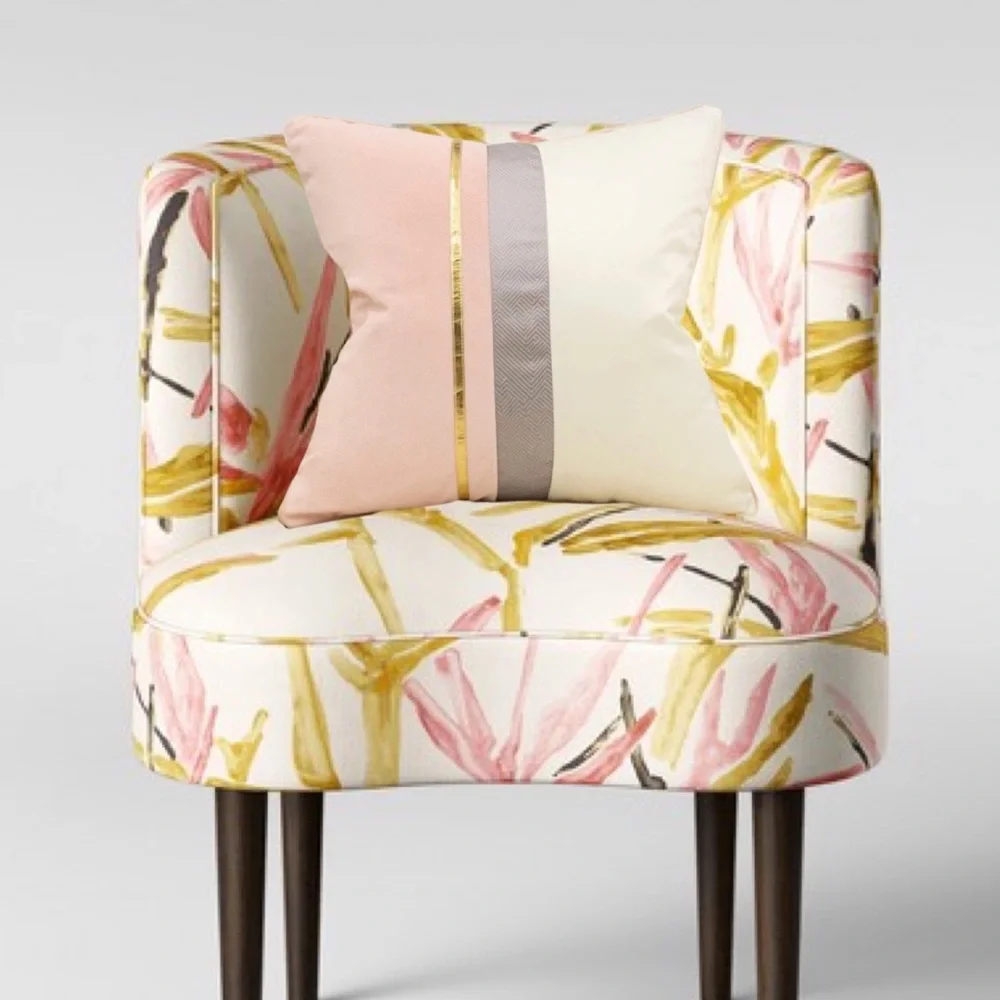 Luxury Home | Chic Pink & Ivory Color Blocked Soft Velvet Throw Pillow Cover